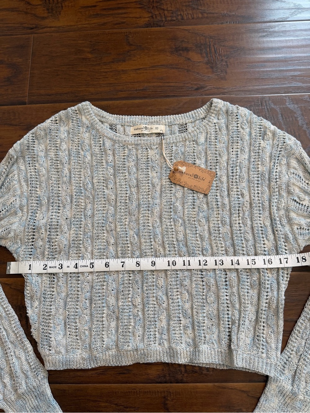 NATURAL LIFE Blue and Cream Crewneck Sweater - Picture 8 of 9